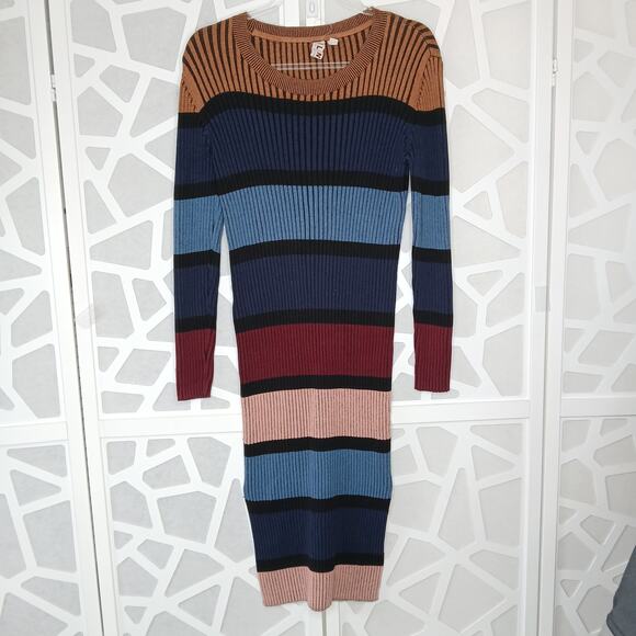 Anthropologie Dolan Lorna Ribbed Sweater Midi Slit Dress Womens Petite LG Boho - Picture 2 of 10